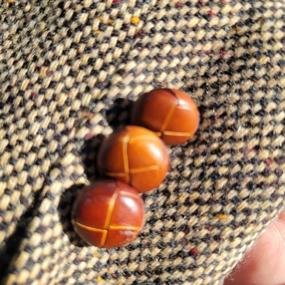 Vintage Brown Tweed Professor Blazer sports jacket leather patches on elbows - Picture 12 of 15